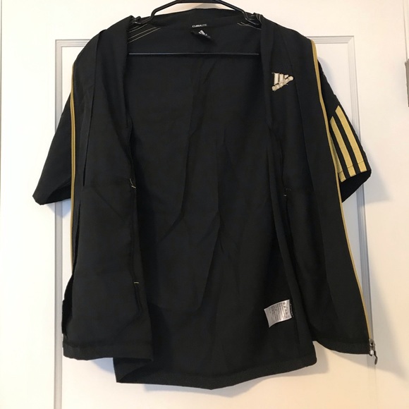 adidas | Jackets & Coats | Short Sleeve Black And Gold Adidas Track Jacket | Poshmark
